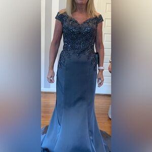 Beautiful Charcoal Off-Shoulder Gown